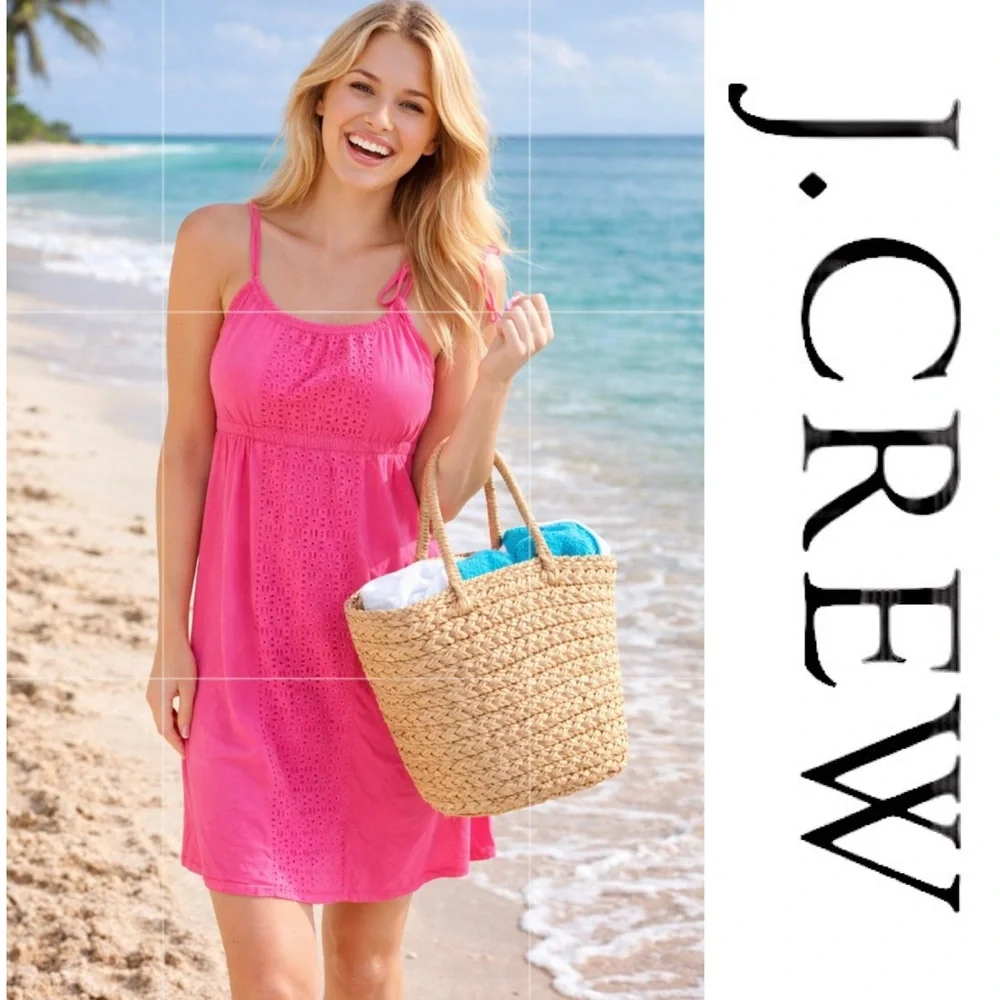 J Crew pink cotton eyelet summer mini dress